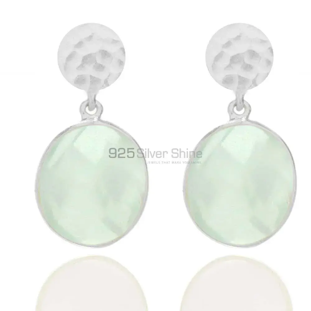 Natural Chalcedony Gemstone Earrings In 925 Sterling Silver 925SE1843