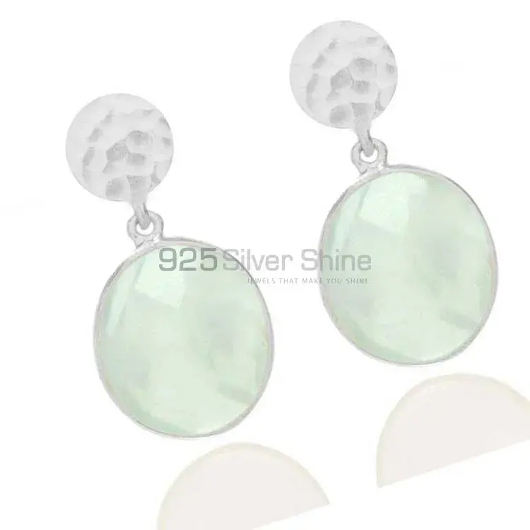Natural Chalcedony Gemstone Earrings In 925 Sterling Silver 925SE1843_1
