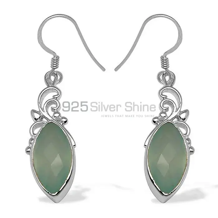 Natural Chalcedony Gemstone Earrings In 925 Sterling Silver 925SE1019
