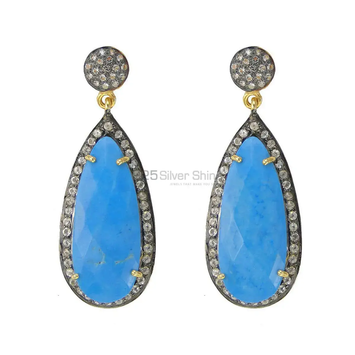 Natural Chalcedony Gemstone Earrings In 925 Sterling Silver 925SE2001_0