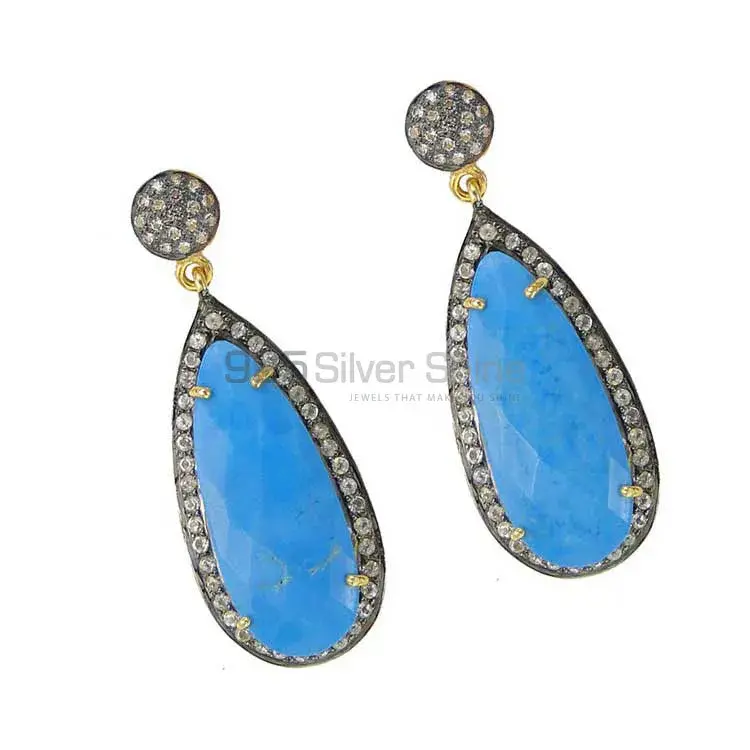 Natural Chalcedony Gemstone Earrings In 925 Sterling Silver 925SE2001_1
