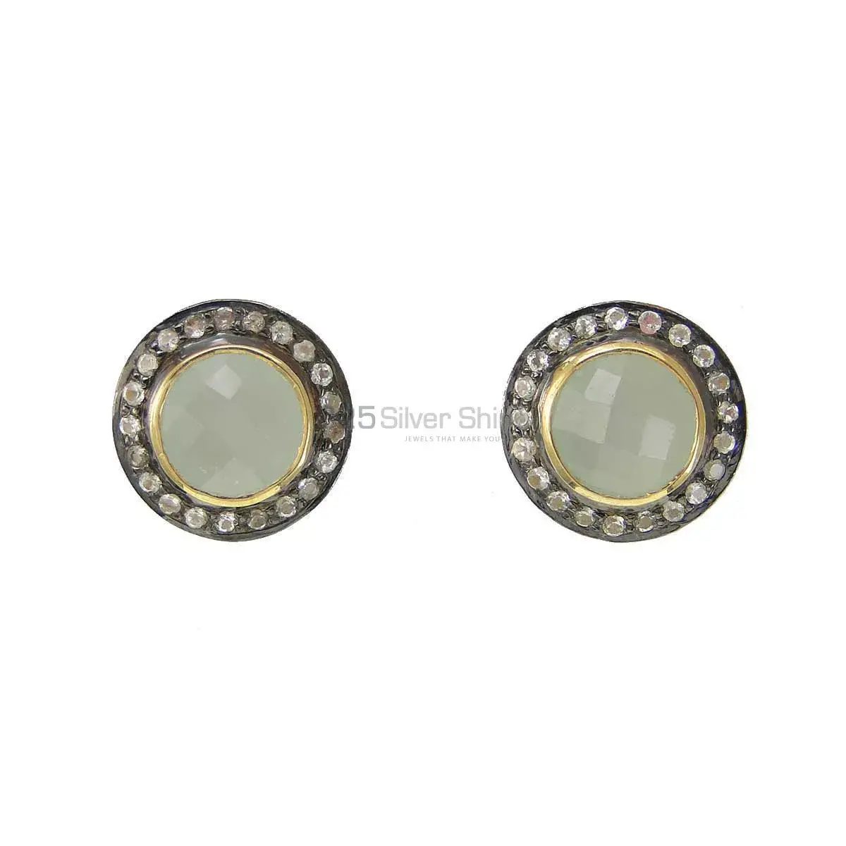 Natural Chalcedony Gemstone Earrings In Solid 925 Silver 925SE2004