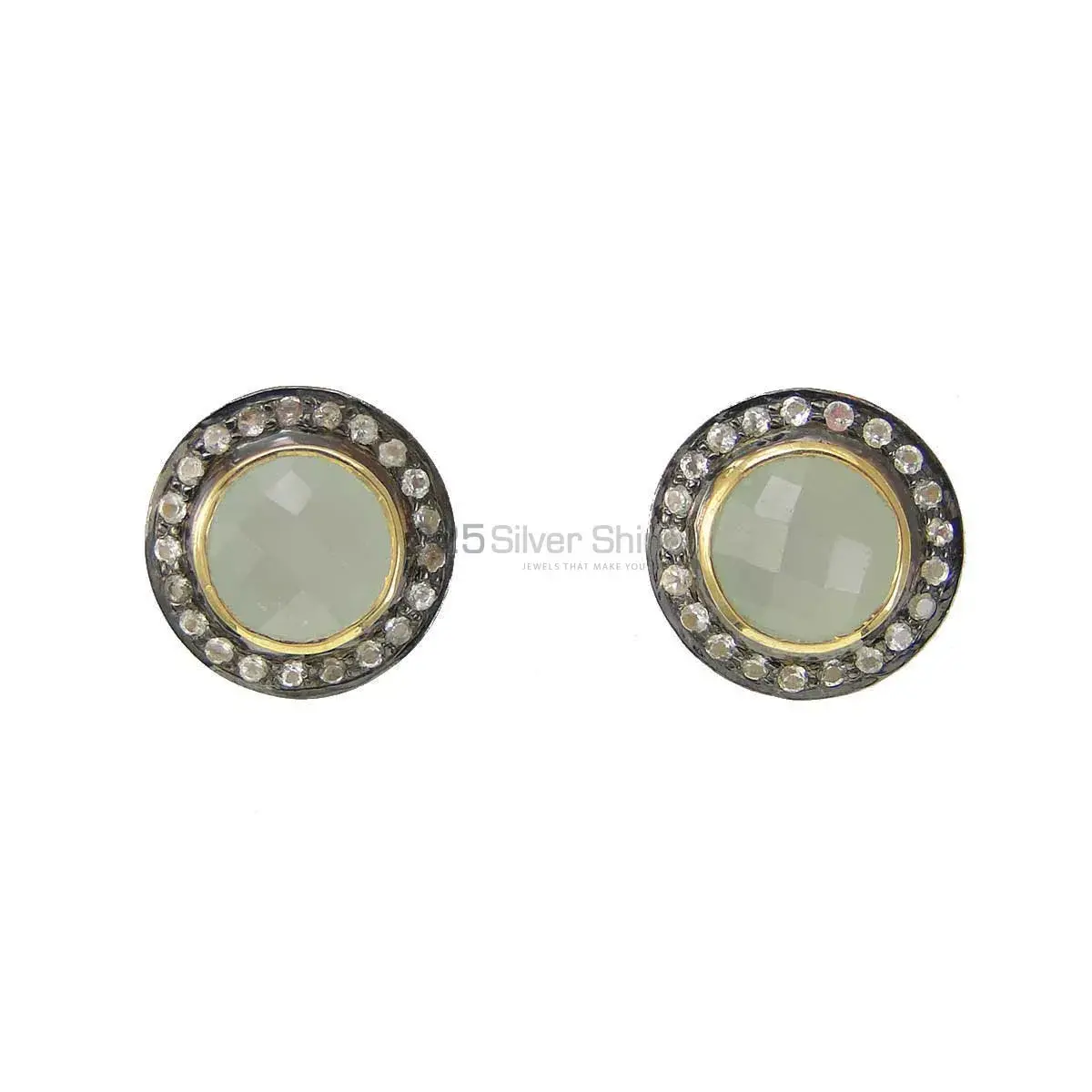 Natural Chalcedony Gemstone Earrings In Solid 925 Silver 925SE2004_0