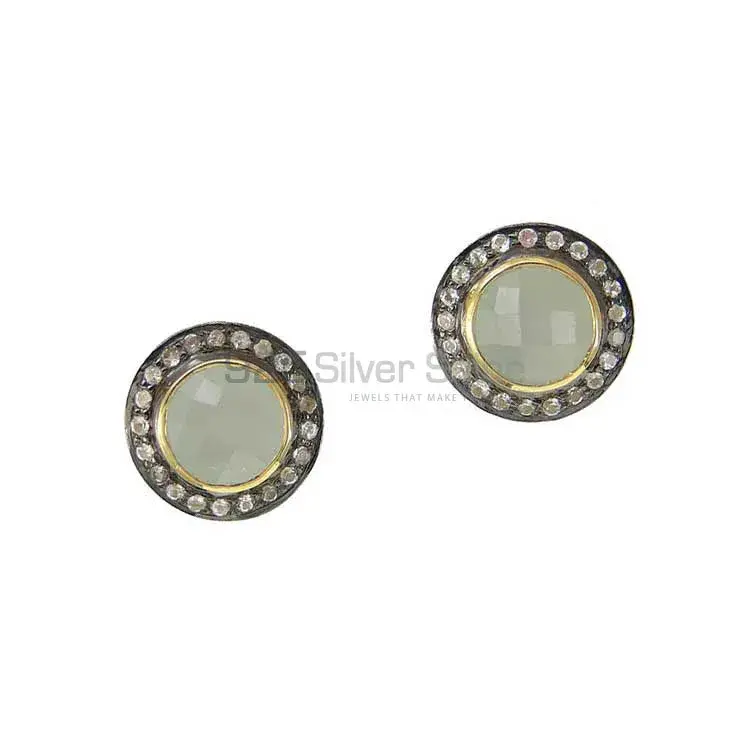 Natural Chalcedony Gemstone Earrings In Solid 925 Silver 925SE2004_0