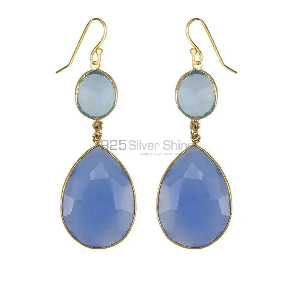 Natural Chalcedony Gemstone Earrings In 925 Sterling Silver Jewelry 925SE1876_0