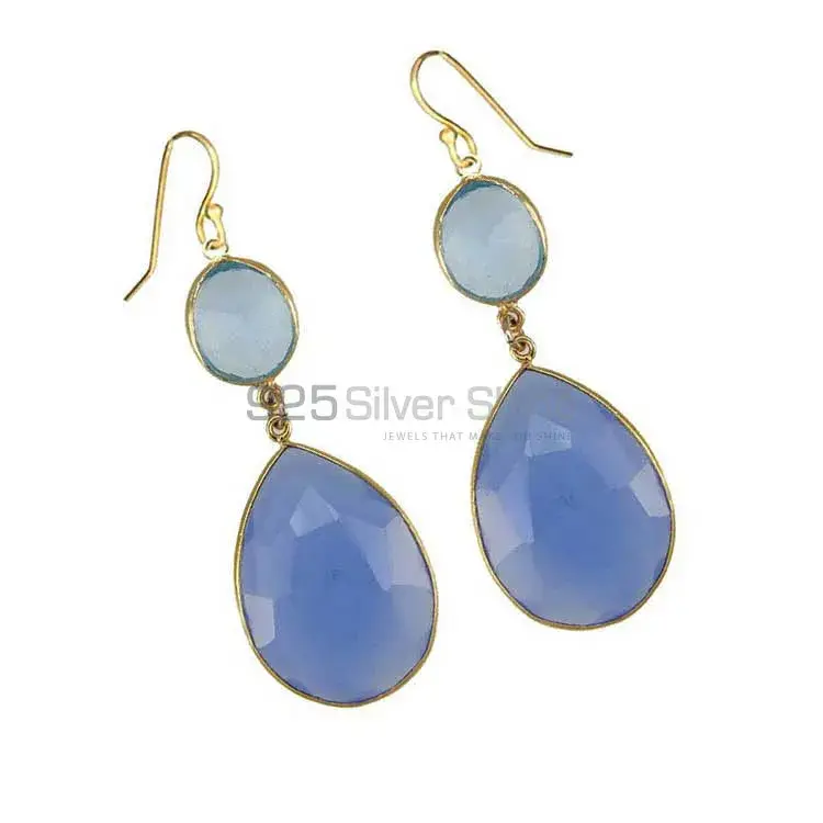 Natural Chalcedony Gemstone Earrings In 925 Sterling Silver Jewelry 925SE1876_1