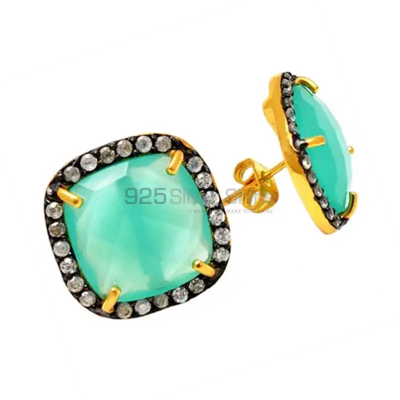 Natural Chalcedony Gemstone Earrings Suppliers In 925 Sterling Silver Jewelry 925SE1274_0