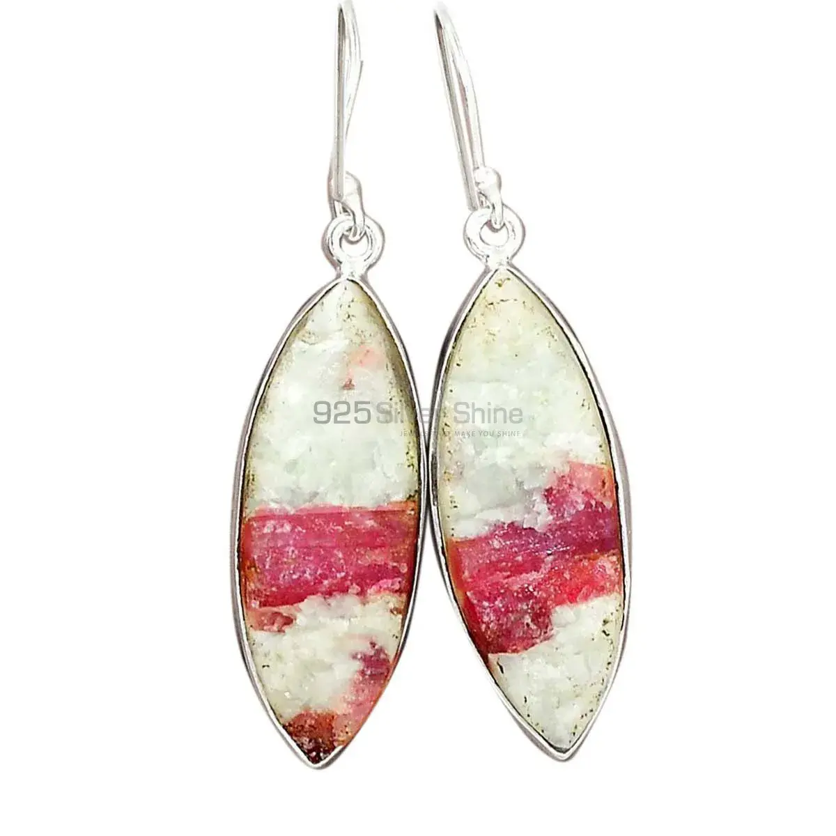 Natural Cinnabar Gemstone Earrings Exporters In 925 Sterling Silver Jewelry 925SE2369