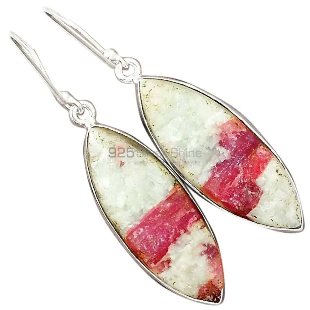 Natural Cinnabar Gemstone Earrings Exporters In 925 Sterling Silver Jewelry 925SE2369_0