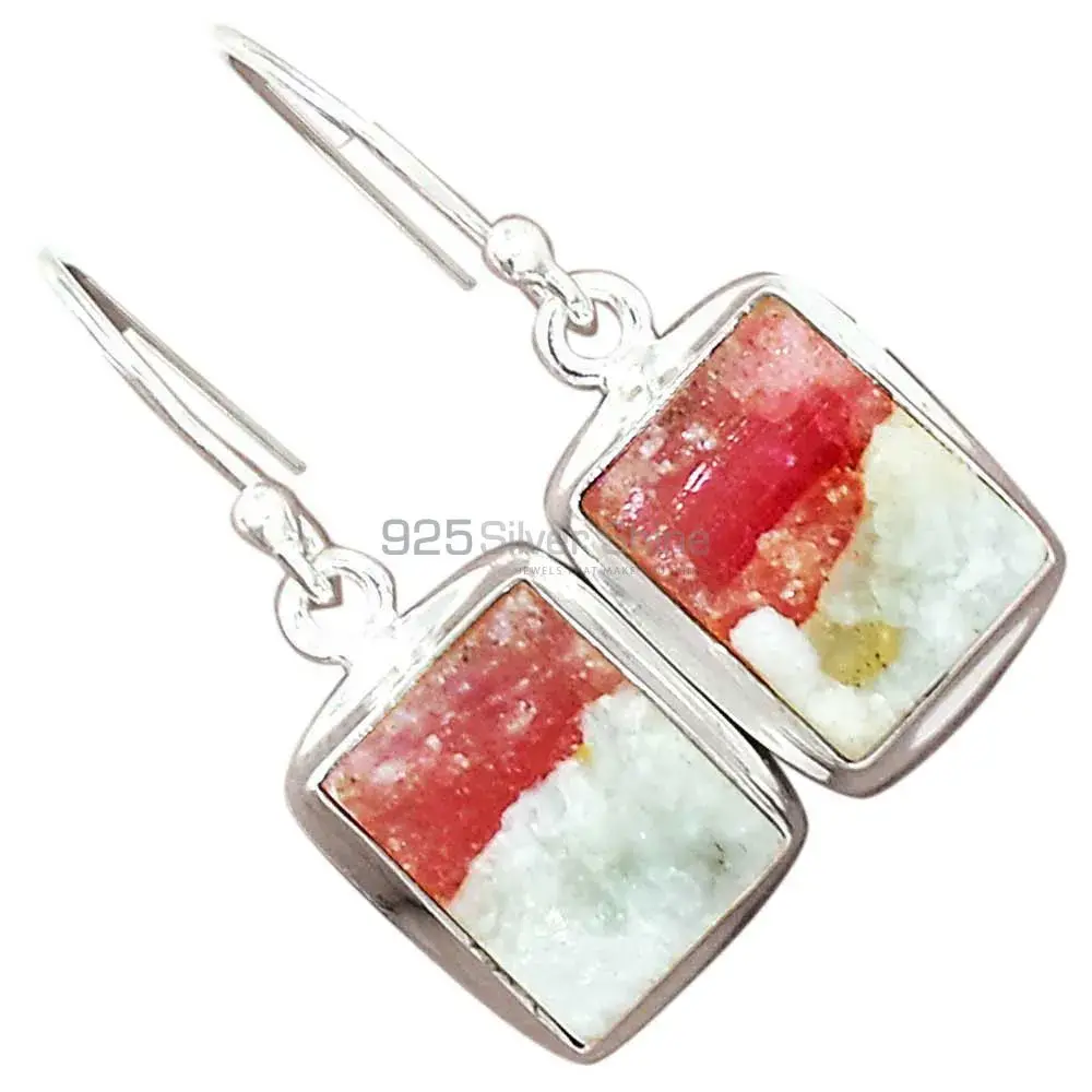 Natural Cinnabar Gemstone Earrings Exporters In 925 Sterling Silver Jewelry 925SE2369_1