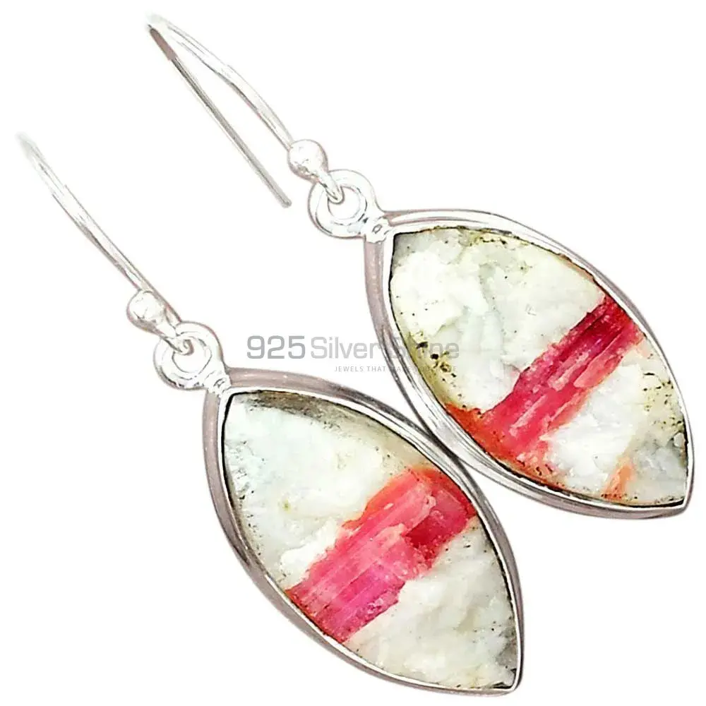 Natural Cinnabar Gemstone Earrings Exporters In 925 Sterling Silver Jewelry 925SE2369_3