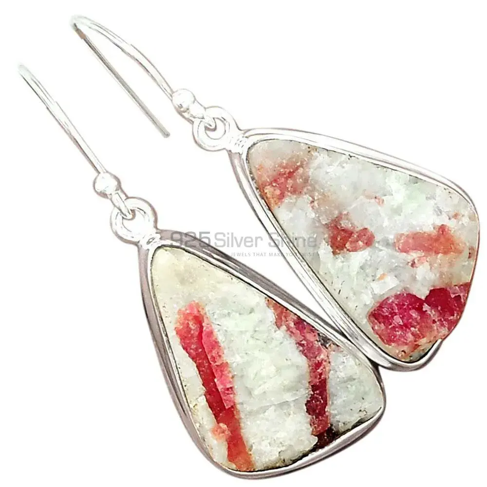 Natural Cinnabar Gemstone Earrings Exporters In 925 Sterling Silver Jewelry 925SE2369_4