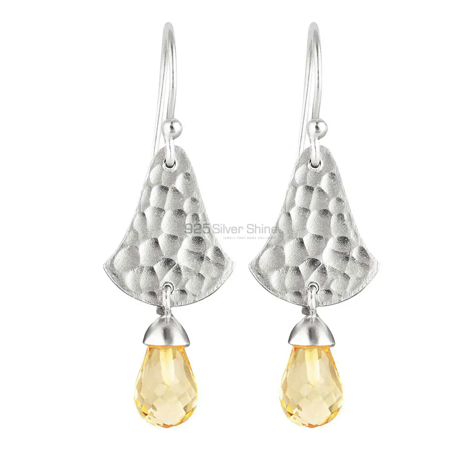 Natural Citrine Gemstone Earrings In Fine 925 Sterling Silver 925SE1849