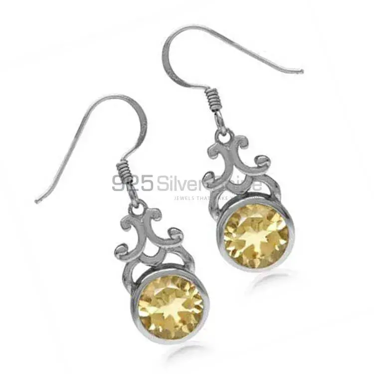Natural Citrine Gemstone Earrings Suppliers In 925 Sterling Silver Jewelry 925SE1870_0