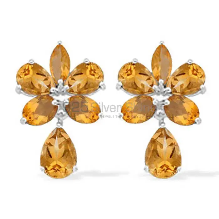 Natural Citrine Gemstone Earrings In Solid 925 Silver 925SE943