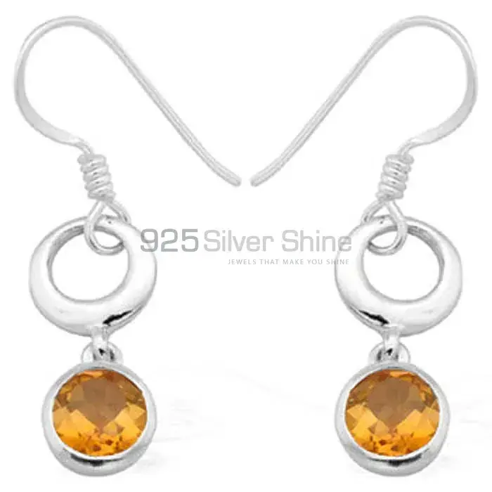 Natural Citrine Gemstone Earrings Manufacturer In 925 Sterling Silver Jewelry 925SE973