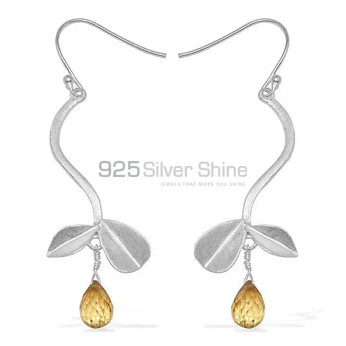 Natural Citrine Gemstone Earrings Suppliers In 925 Sterling Silver Jewelry 925SE730