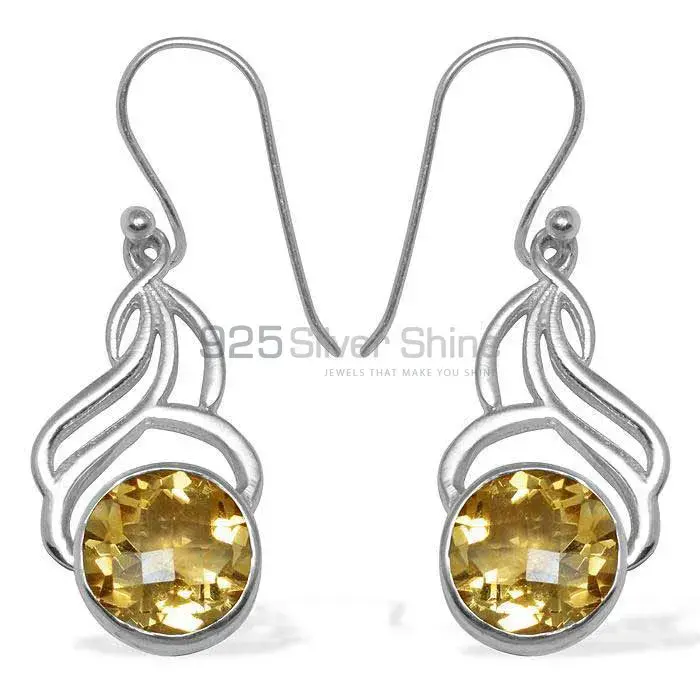 Natural Citrine Gemstone Earrings Suppliers In 925 Sterling Silver Jewelry 925SE809