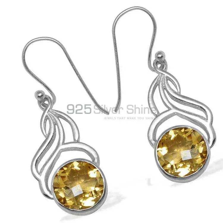 Natural Citrine Gemstone Earrings Suppliers In 925 Sterling Silver Jewelry 925SE809_0