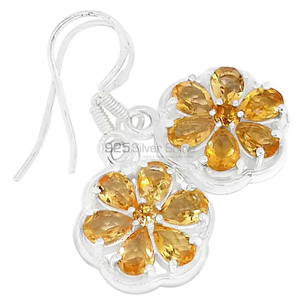 Natural Citrine Gemstone Earrings Wholesaler In 925 Sterling Silver Jewelry 925SE490