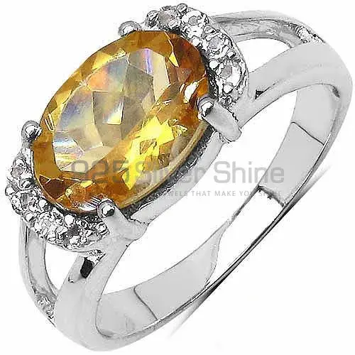 Natural Citrine Gemstone Rings Manufacturer In 925 Sterling Silver Jewelry 925SR3058