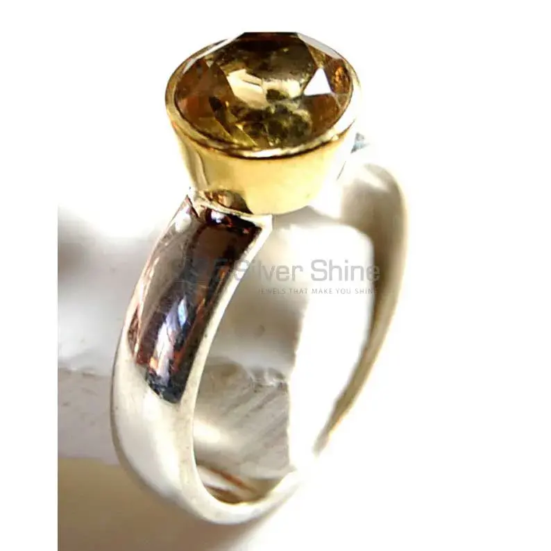 Single Stone Sterling Silver Citrine Rings 925SR3774
