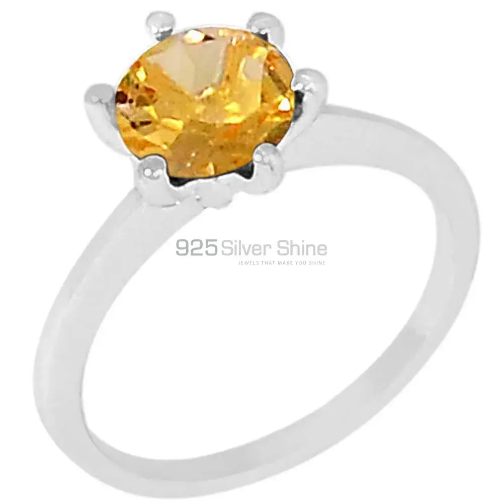 Prong Setting Citrine Sterling Silver Rings 925SR100-3