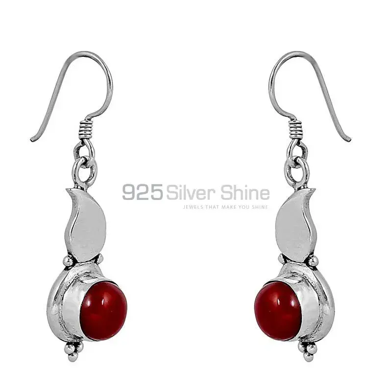 Natural Carnelian Gemstone Earring In 925 Solid Silver Jewelry 925SE60_0