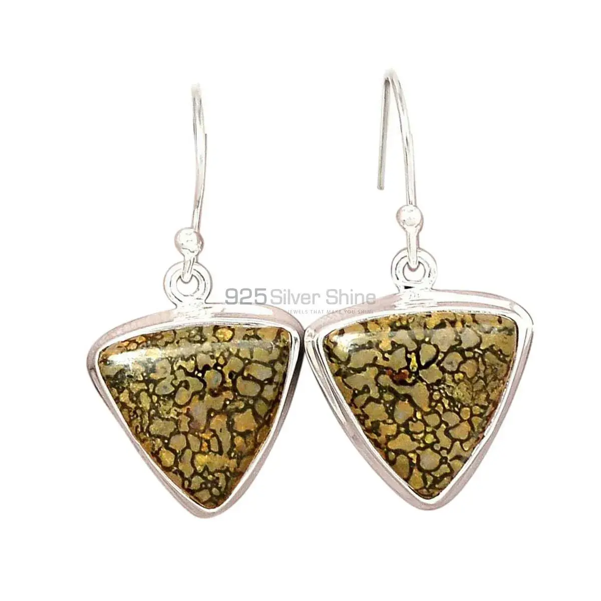 Natural dinosaur bone Gemstone Earrings In 925 Sterling Silver Jewelry 925SE2839_0