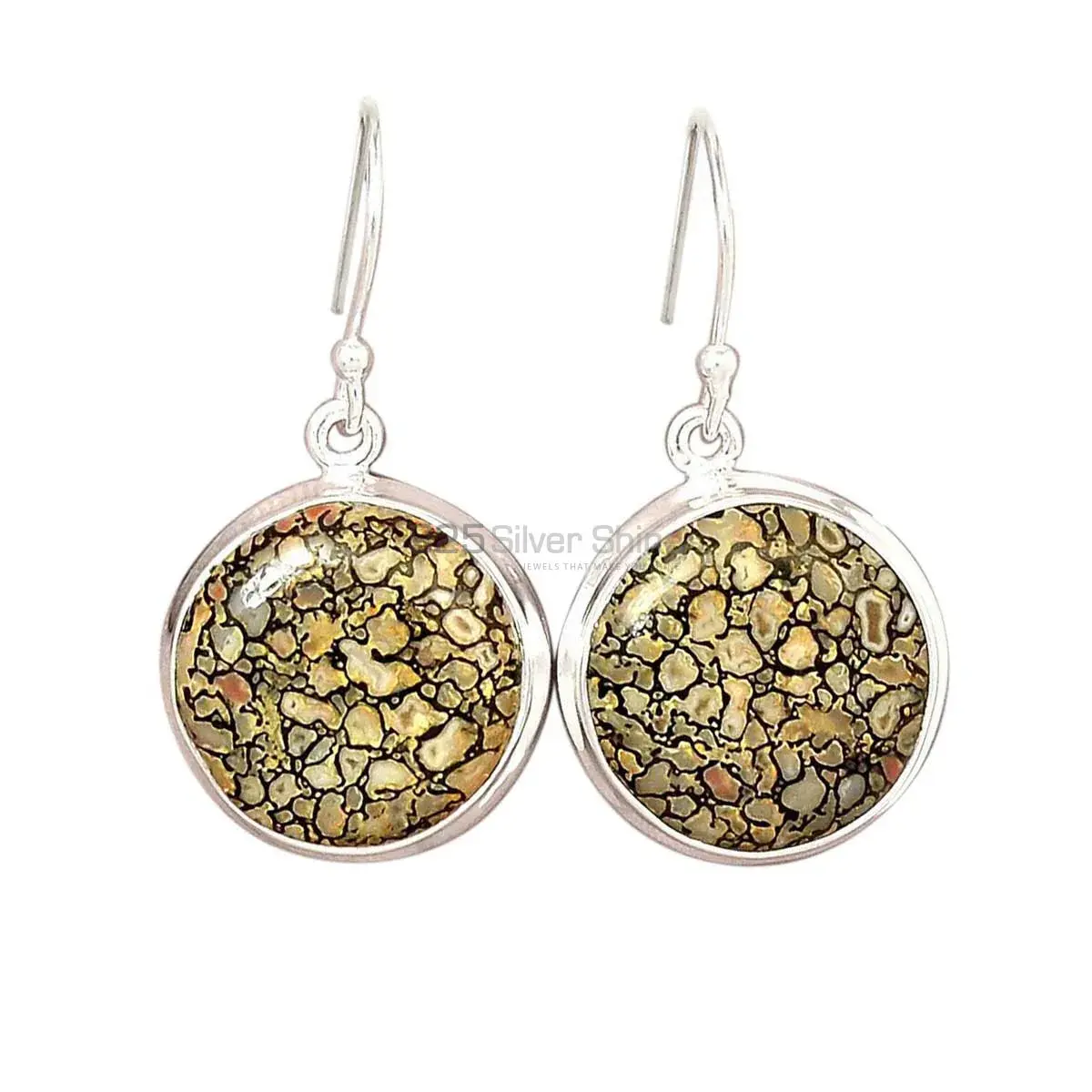 Natural dinosaur bone Gemstone Earrings In 925 Sterling Silver Jewelry 925SE2839_1