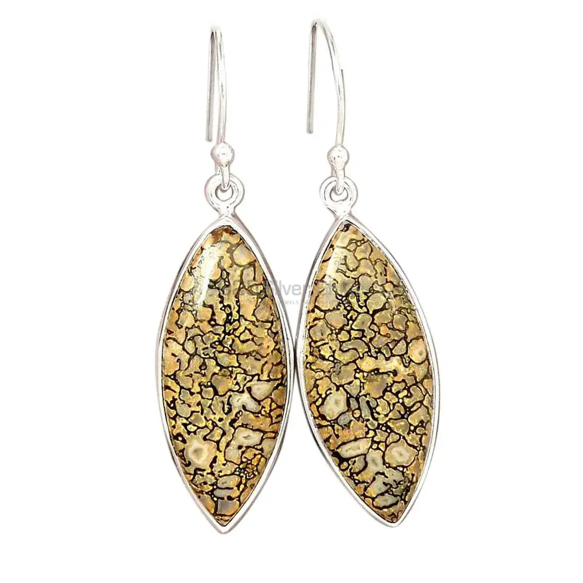 Natural dinosaur bone Gemstone Earrings In 925 Sterling Silver Jewelry 925SE2839_10