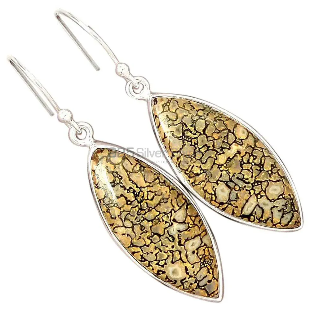 Natural dinosaur bone Gemstone Earrings In 925 Sterling Silver Jewelry 925SE2839_11