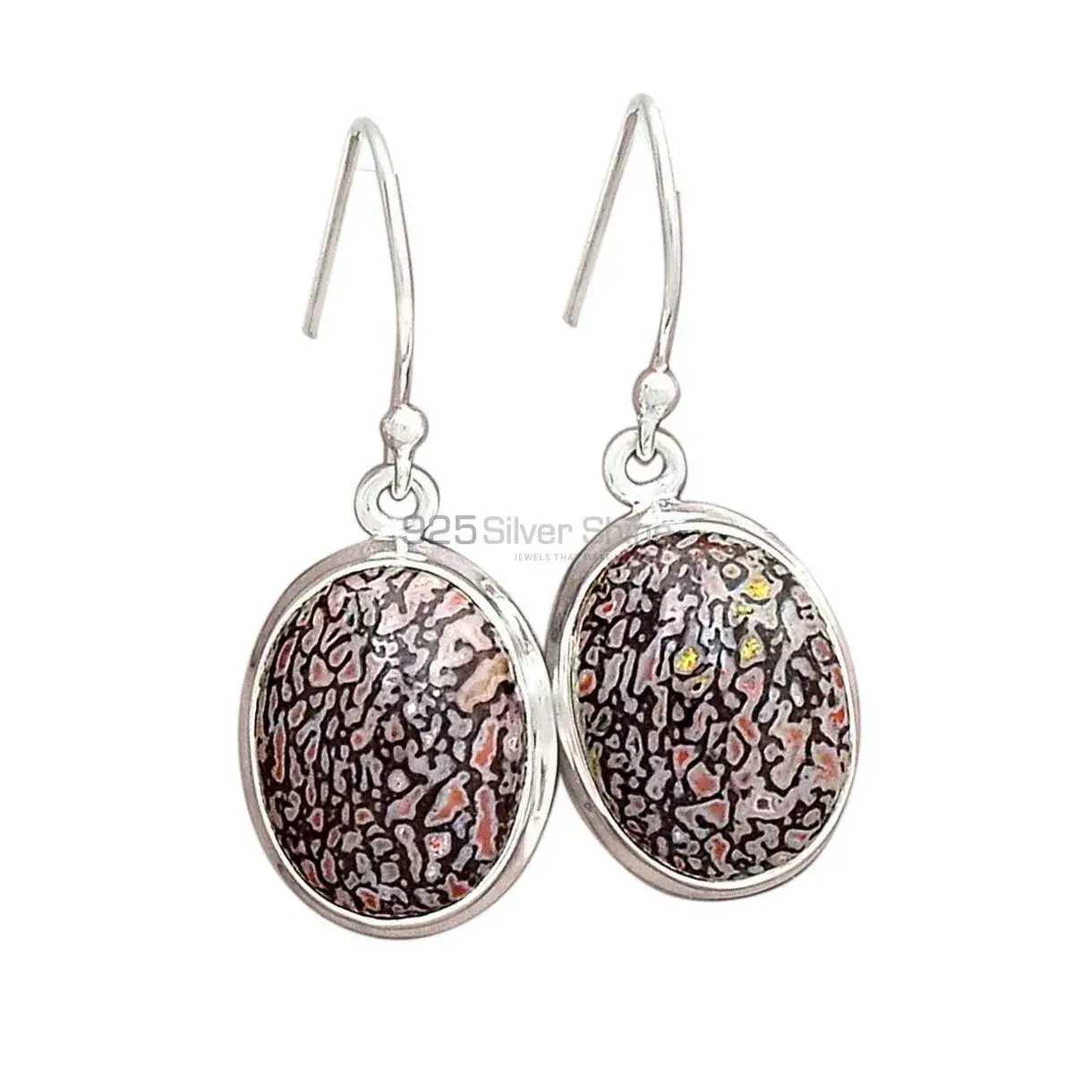 Natural dinosaur bone Gemstone Earrings In 925 Sterling Silver Jewelry 925SE2839_12