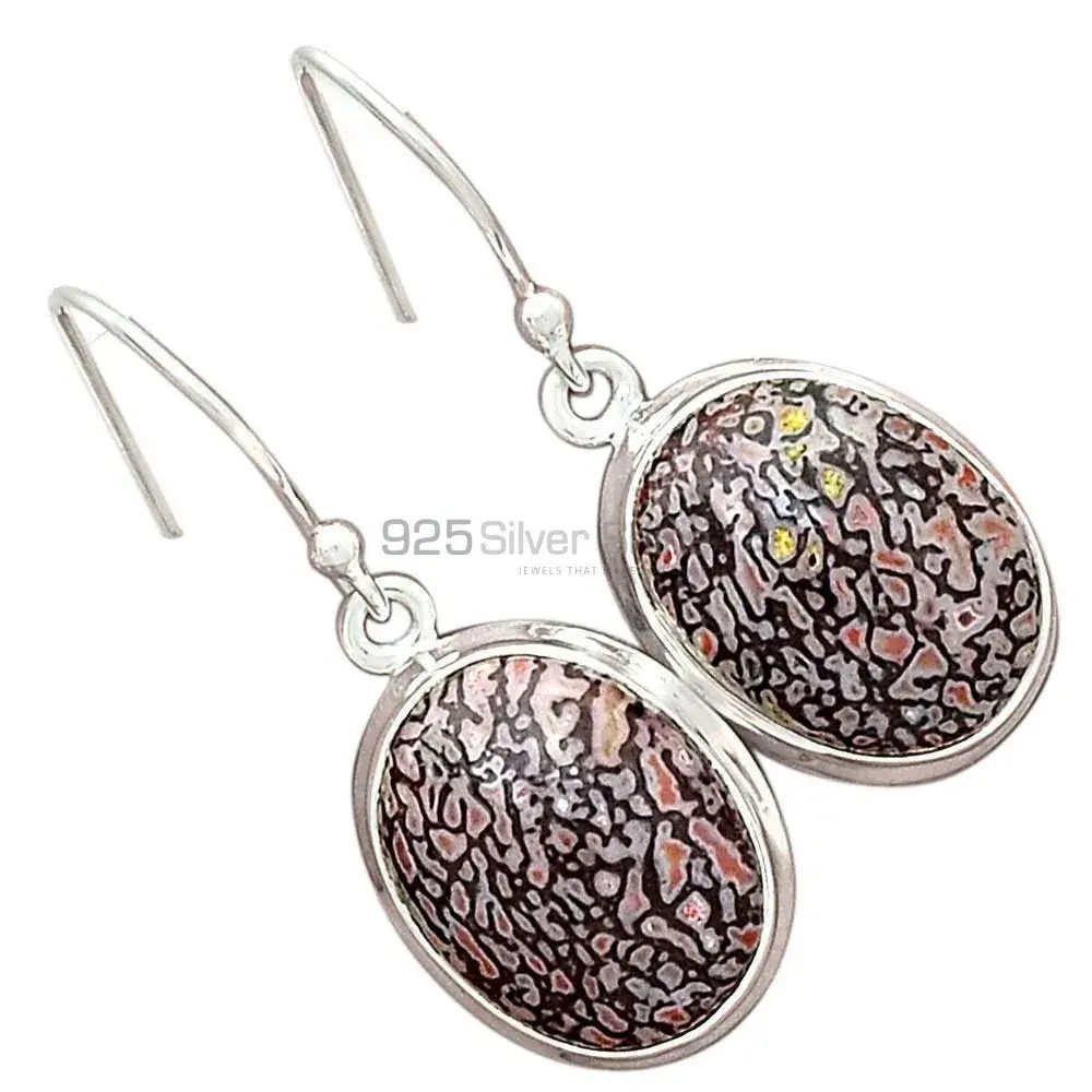 Natural dinosaur bone Gemstone Earrings In 925 Sterling Silver Jewelry 925SE2839_13