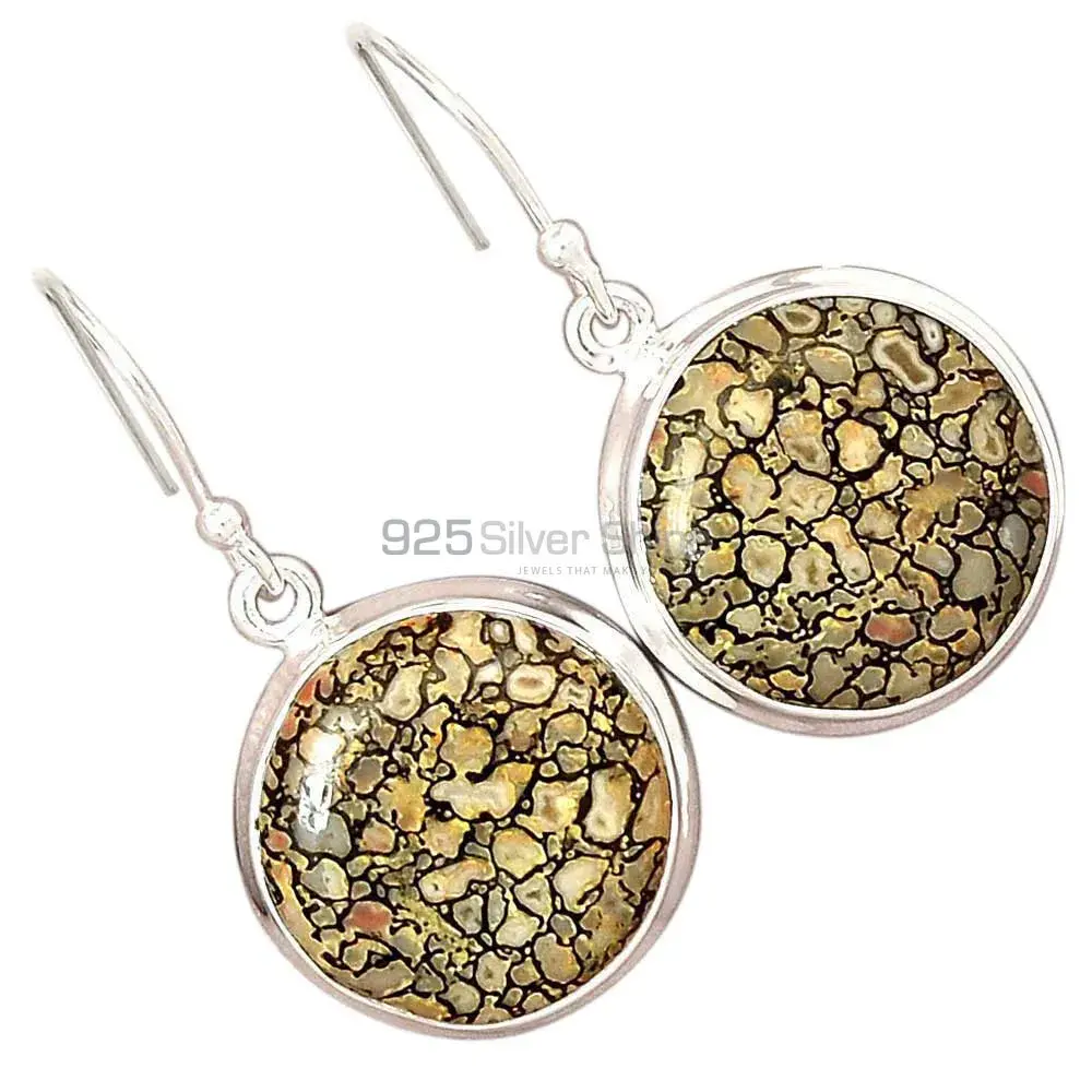 Natural dinosaur bone Gemstone Earrings In 925 Sterling Silver Jewelry 925SE2839_2