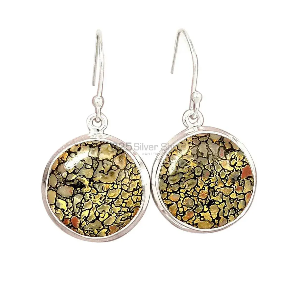 Natural dinosaur bone Gemstone Earrings Wholesaler In 925 Sterling Silver Jewelry 925SE2839_3