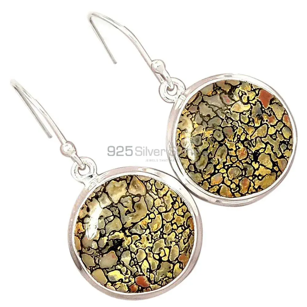 Natural dinosaur bone Gemstone Earrings Wholesaler In 925 Sterling Silver Jewelry 925SE2839_4