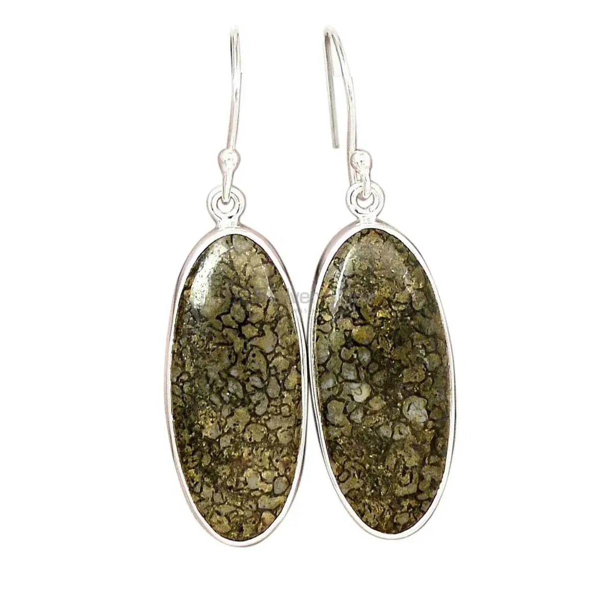 Natural dinosaur bone Gemstone Earrings In 925 Sterling Silver Jewelry 925SE2839_8