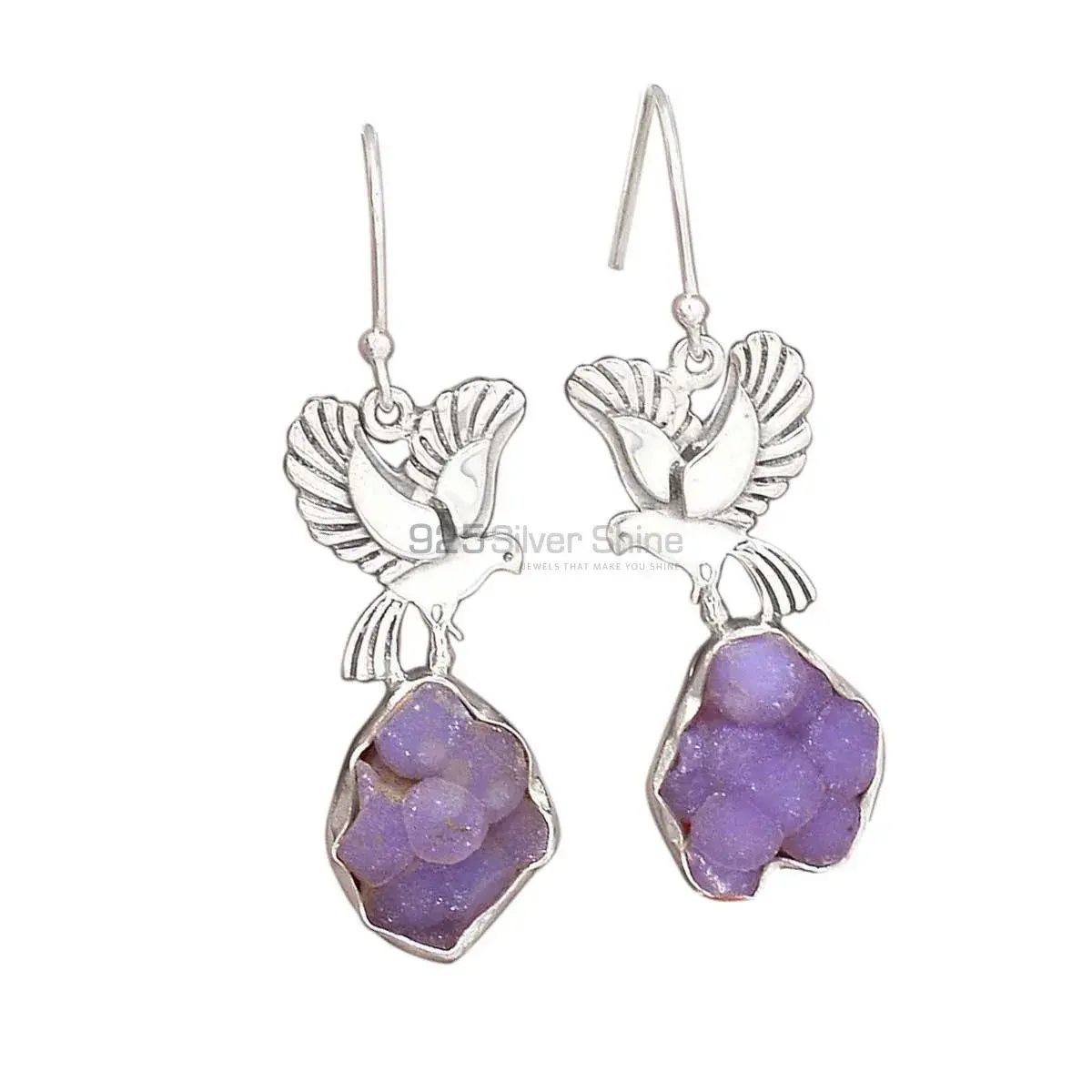 Natural Druzy Gemstone Earrings In 925 Sterling Silver Jewelry 925SE2677_0