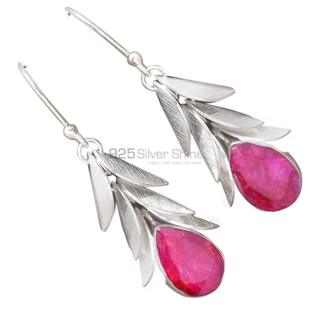Natural Dyed Ruby Gemstone Earrings Wholesaler In 925 Sterling Silver Jewelry 925SE2997_0