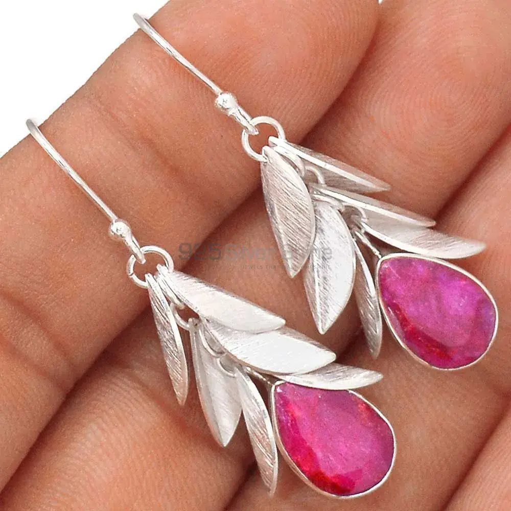 Natural Dyed Ruby Gemstone Earrings Wholesaler In 925 Sterling Silver Jewelry 925SE2997_1