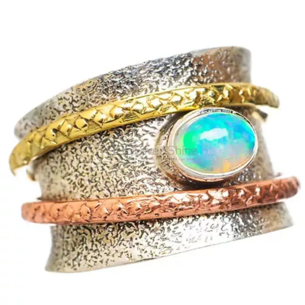 Natural Ethiopian Opal Spinner Rings With 925 Stamped Jewelry SMR111