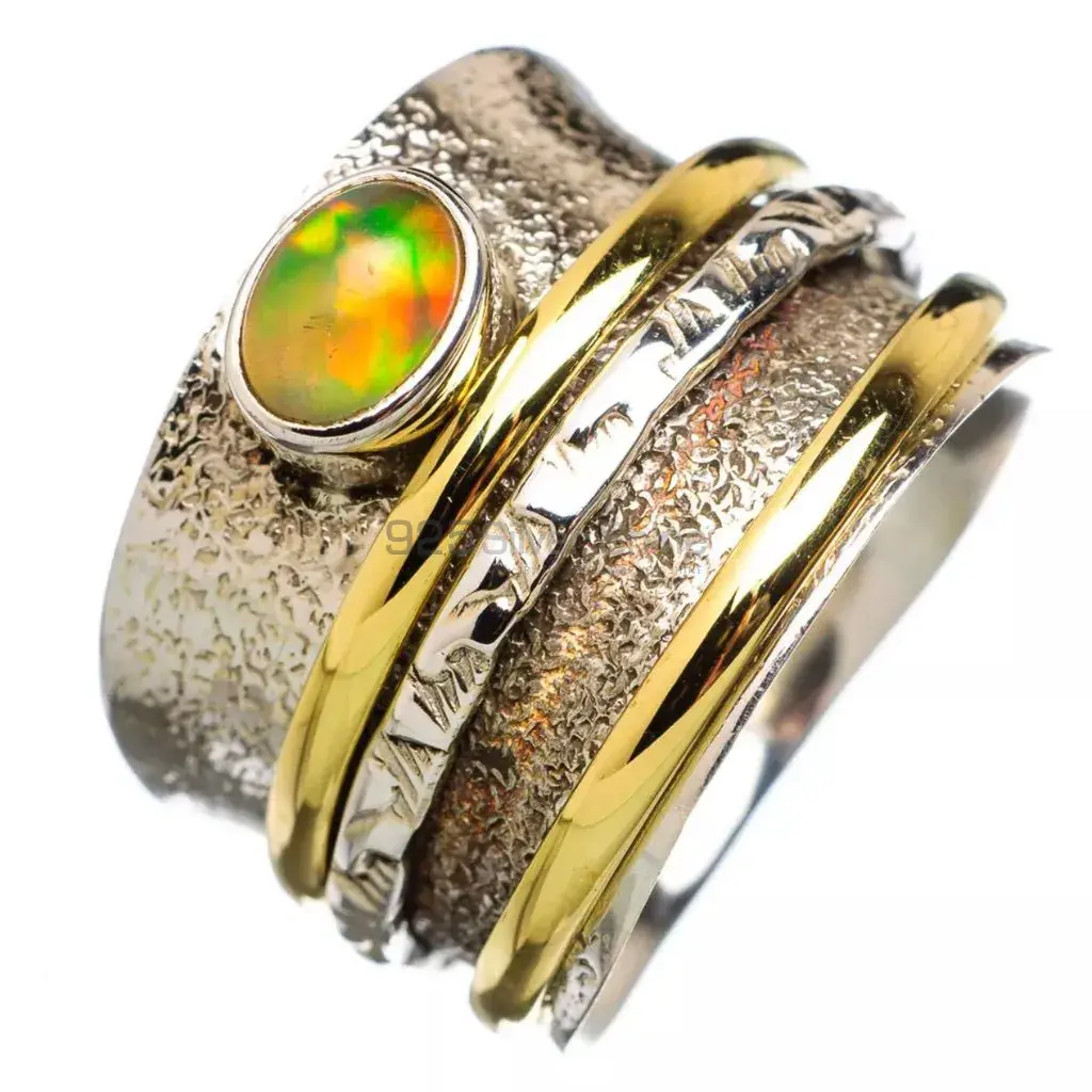 Natural Ethiopian Opal Spinner Rings With Solid Silver Handmade Jewelry SMR104