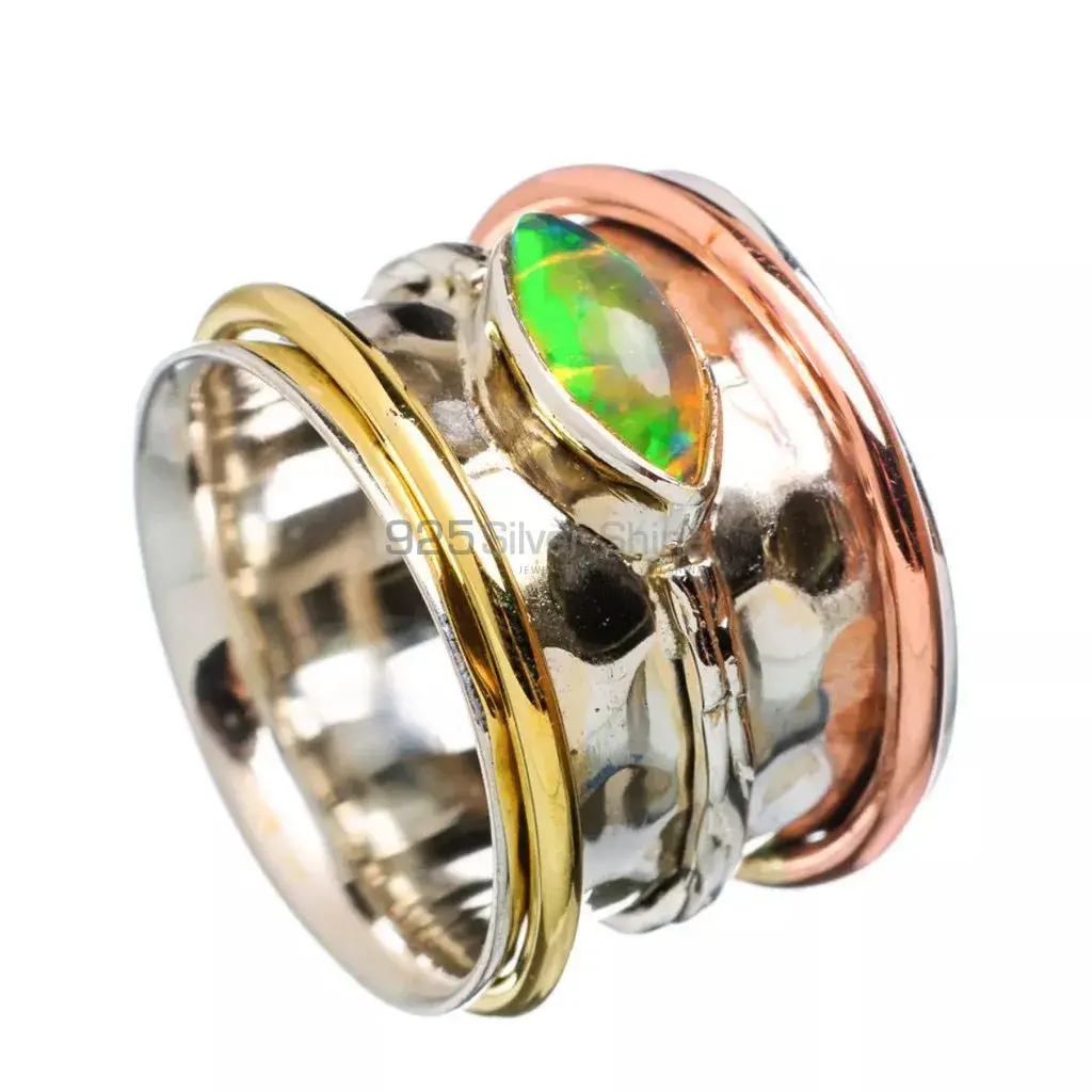 Natural Ethiopian Opal Spinner Rings With Solid Silver JewelrySMR114