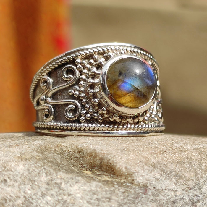 Natural Fire Labradorite Gemstone Ring In Sterling Silver Jewelry SSR123