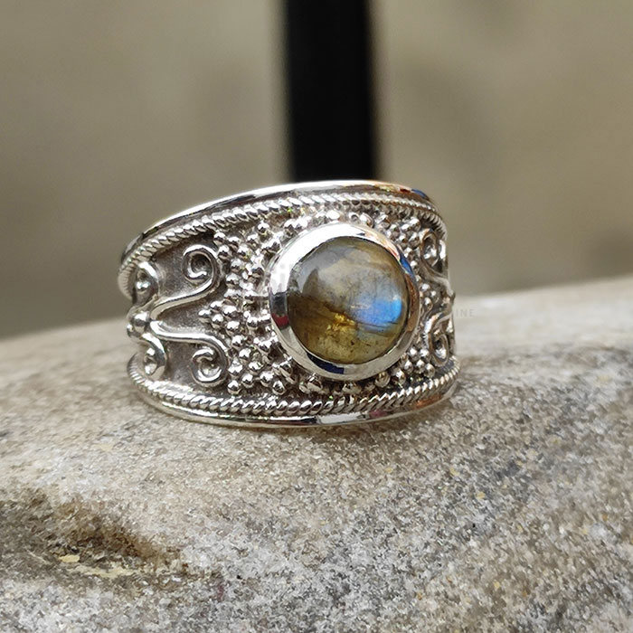 Natural Fire Labradorite Gemstone Ring In Sterling Silver Jewelry SSR123_0