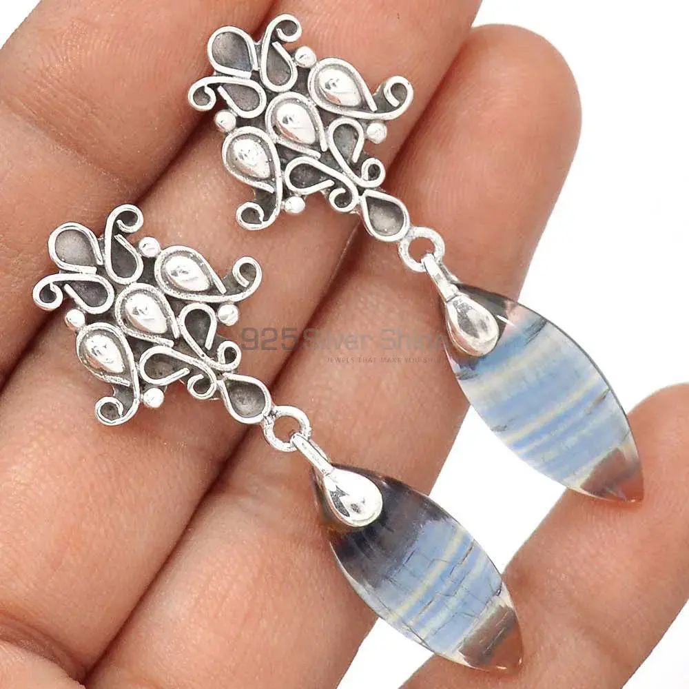 Natural Fluorite Gemstone Earrings Exporters In 925 Sterling Silver Jewelry 925SE2053_0