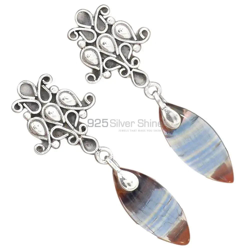 Natural Fluorite Gemstone Earrings Exporters In 925 Sterling Silver Jewelry 925SE2053_1