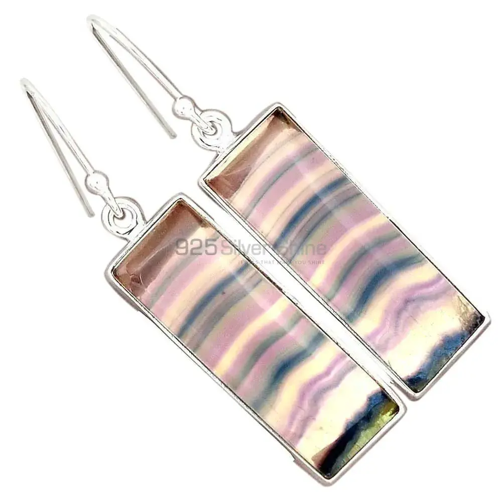 Natural Fluorite Gemstone Earrings In 925 Sterling Silver Jewelry 925SE2284_3