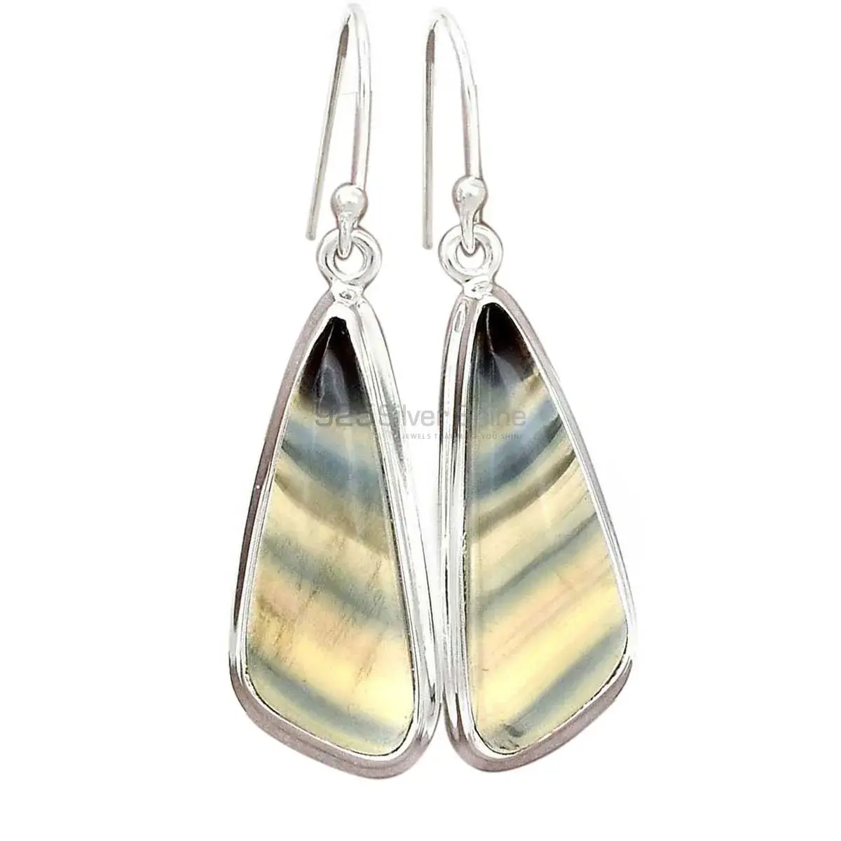 Natural Fluorite Gemstone Earrings Wholesaler In 925 Sterling Silver Jewelry 925SE2284_2